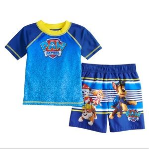 Paw Patrol Raglan Rash Guard & Swim Trunk Set
